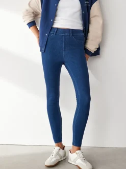 Noir/Bleu - Jersey pleine longueur Denim Leggings 2 Lot