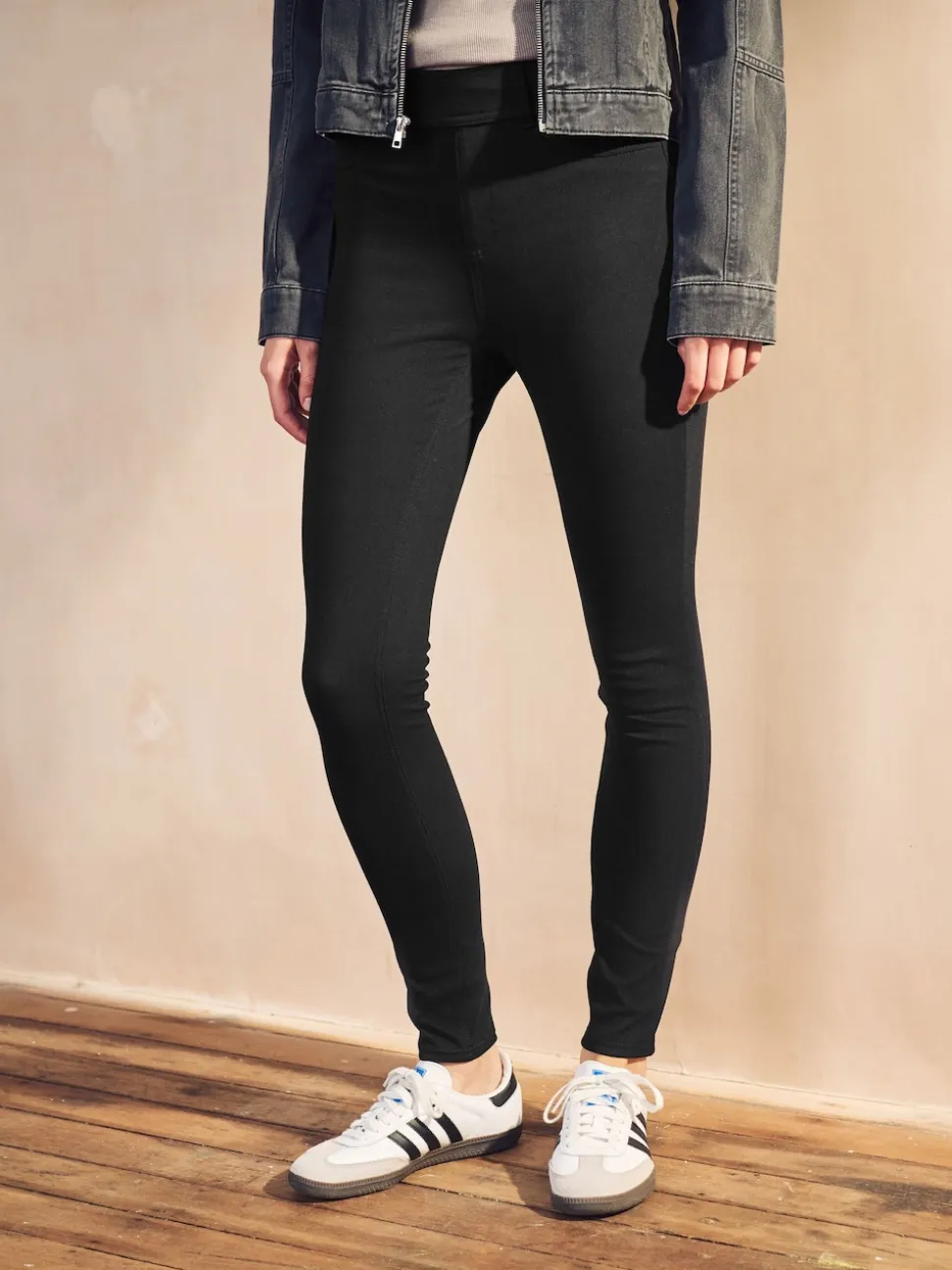 Noir/Bleu - Jersey pleine longueur Denim Leggings 2 Lot