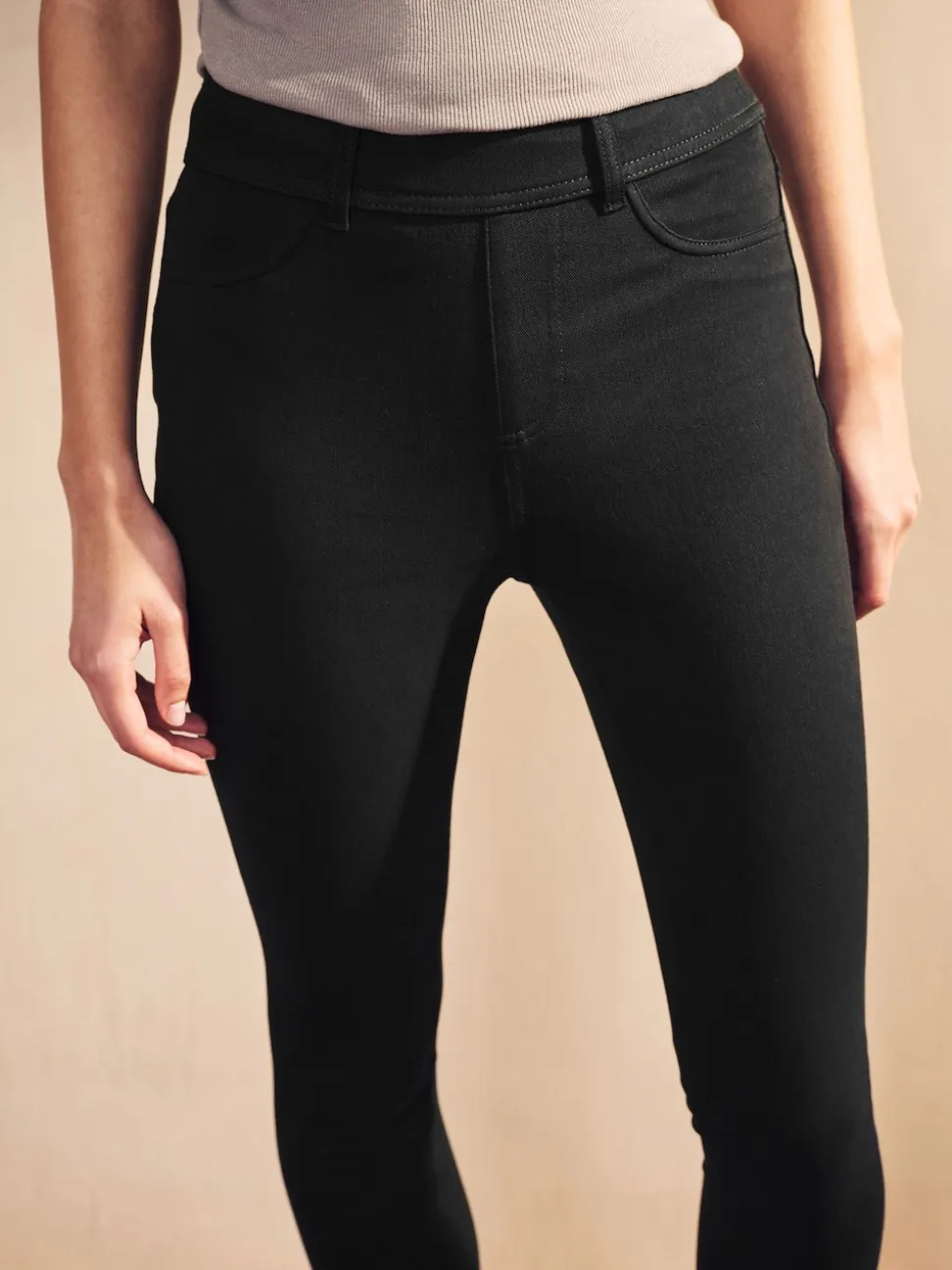 Noir/Bleu - Jersey pleine longueur Denim Leggings 2 Lot
