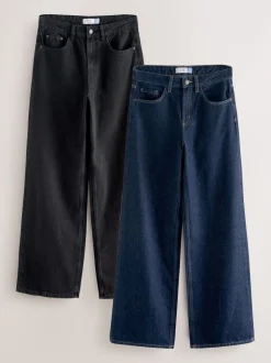 Noir/bleu rincé - Lot de 2 jeans à jambe large