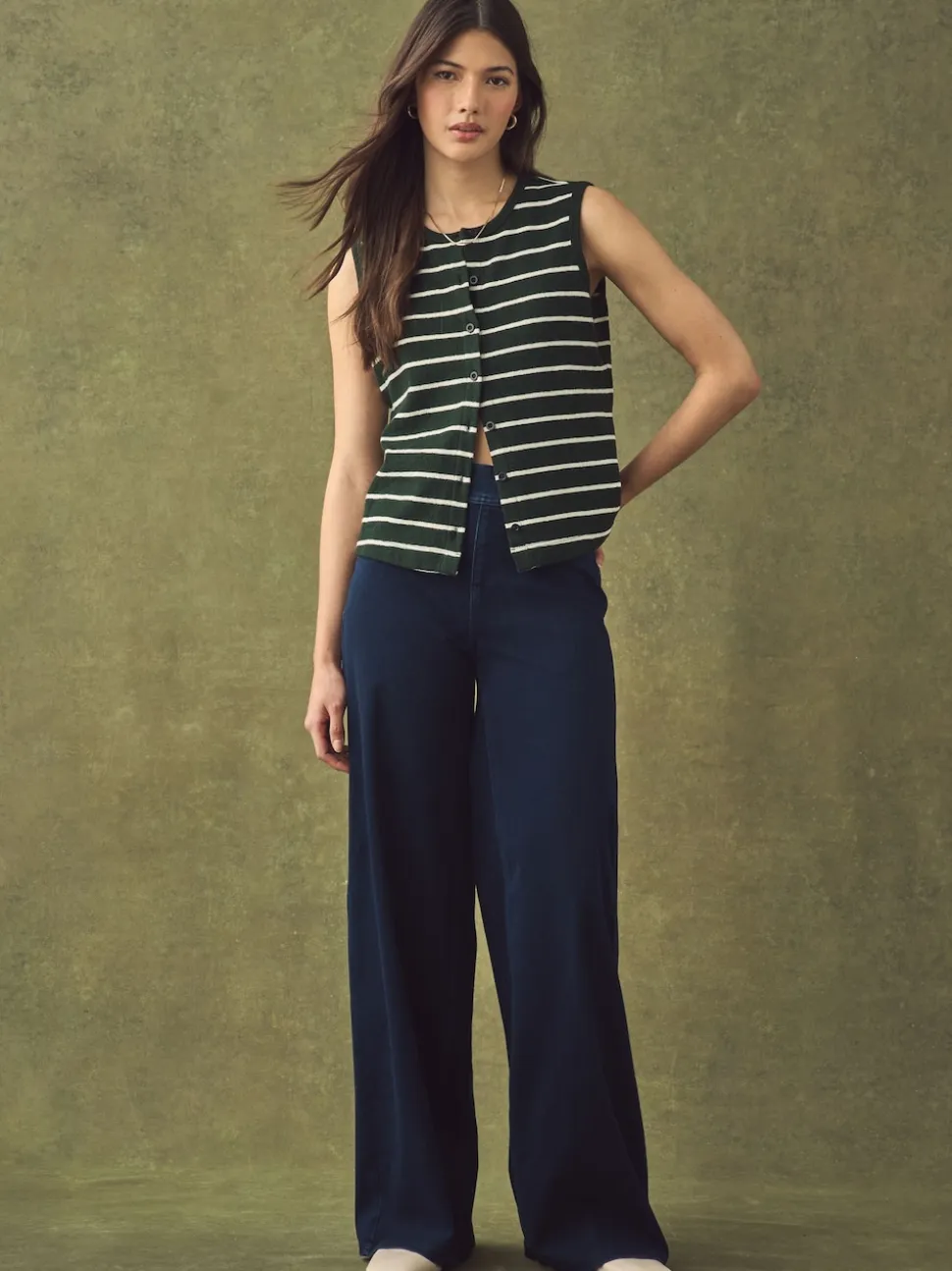 Noir/bleu rincé - Lot de 2 pantalons jambes larges en denim jersey