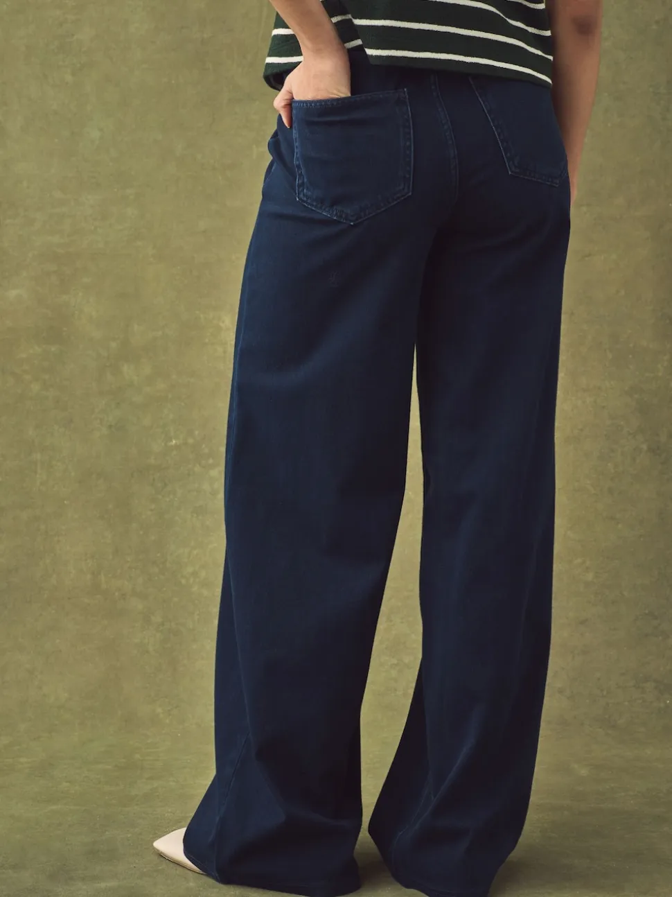 Noir/bleu rincé - Lot de 2 pantalons jambes larges en denim jersey