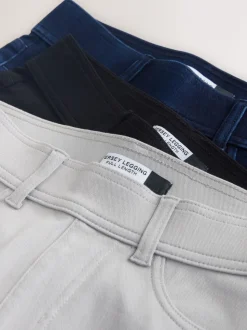 Noir/bleu rincé/gris - Jersey pleine longueur Denim Leggings 3 Lot