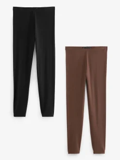 Noir/Brun - Lot de 2 leggings intégraux