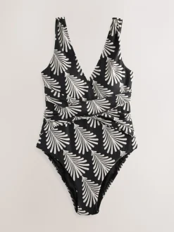 Noir/Cream Fan Imprimé - Maillot de bain gainant pigeonnant