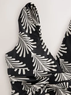 Noir/Cream Fan Imprimé - Maillot de bain gainant pigeonnant
