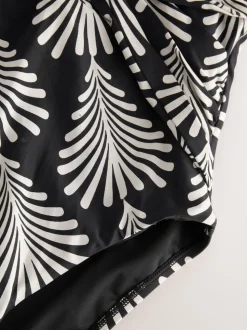 Noir/Cream Fan Imprimé - Maillot de bain gainant pigeonnant