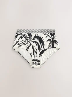 Noir/Crème Palmier - Bas de bikini Imprimé