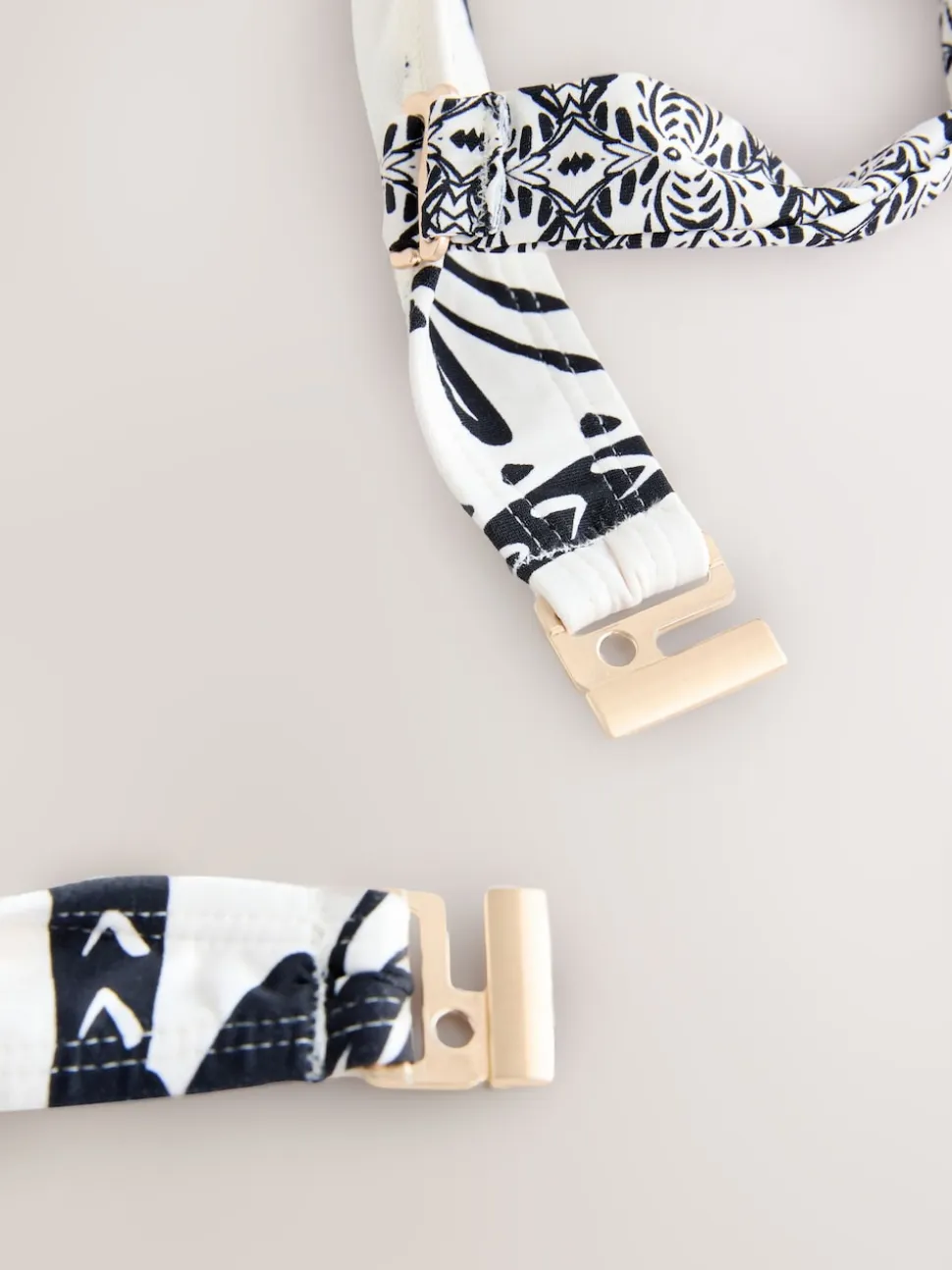 Noir/Crème Palmier - Haut de bikini bandeau filaire