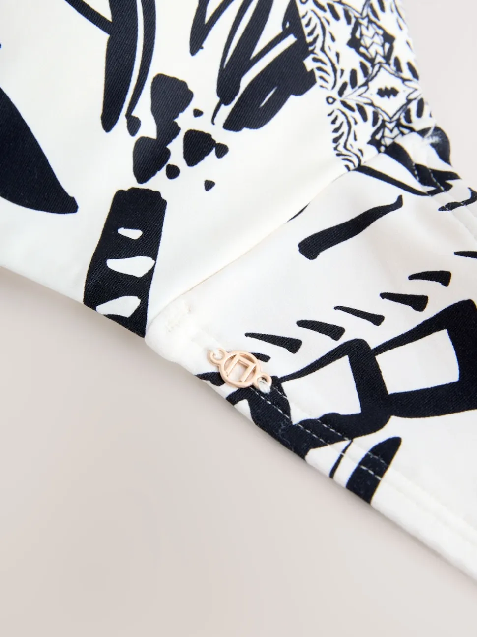 Noir/Crème Palmier - Haut de bikini bandeau filaire