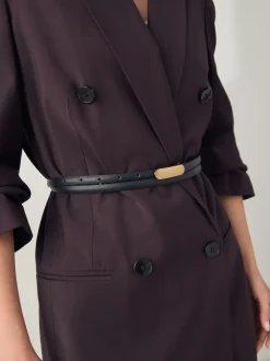 Noir/doré - Ceinture en PU double enveloppe