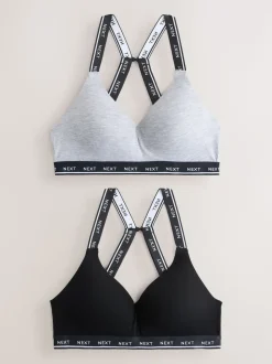 Noir/Gris - Lot de 2 soutiens-gorge rembourrés sans armatures en coton Ultimate Comfort