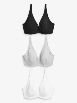 Noir/Gris chiné/Blanc - Lot de soutiens-gorge DD en coton Blend Ultimate Comfort 3