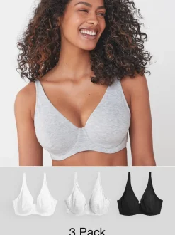 Noir/Gris chiné/Blanc - Lot de soutiens-gorge DD en coton Blend Ultimate Comfort 3