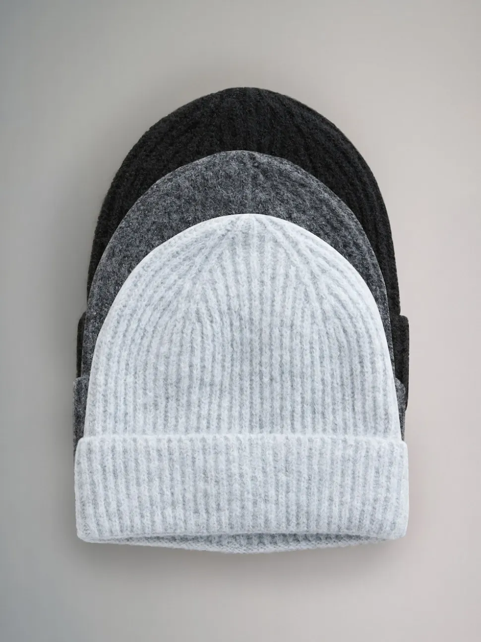 Noir/gris chiné/gris anthracite - The Set lot de 3 bonnets