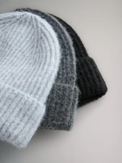 Noir/gris chiné/gris anthracite - The Set lot de 3 bonnets