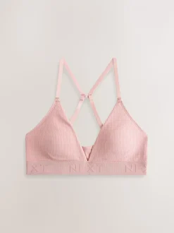 Noir/gris/rose - Lot de 3 bralettes en coton côtelé à logo