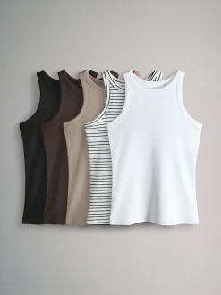 Noir/marron chocolat/marron taupe/stipe/blanc - The Set lot de 5 gilets côtelés de course