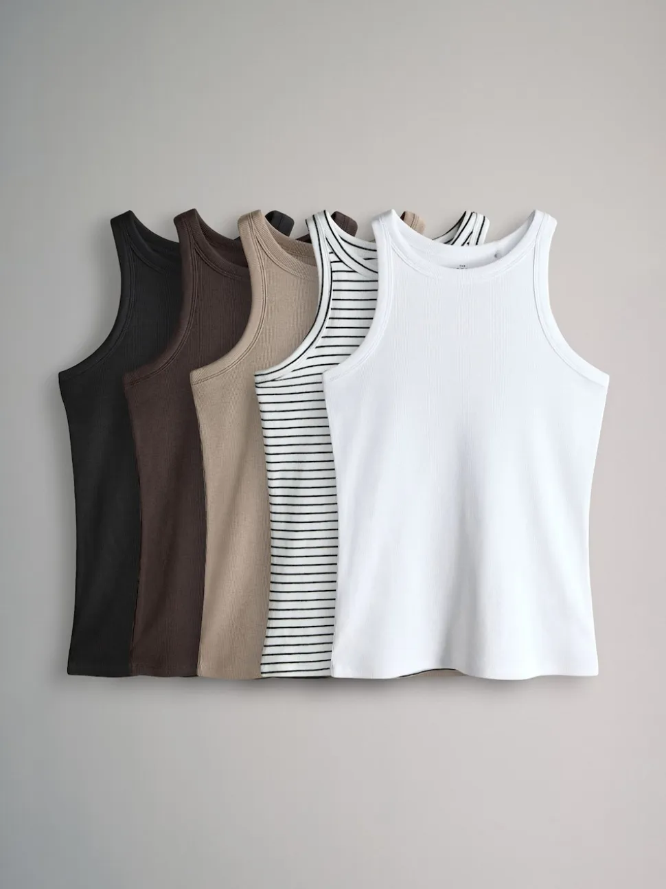 Noir/marron chocolat/marron taupe/stipe/blanc - The Set lot de 5 gilets côtelés de course