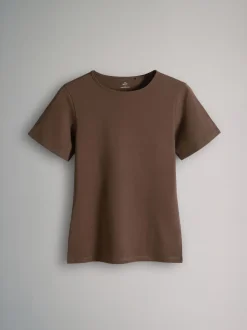 Noir/marron/neutre/nude/blanc - The Set lot de 5 t-shirts ajustés à col ras du cou à manches courtes