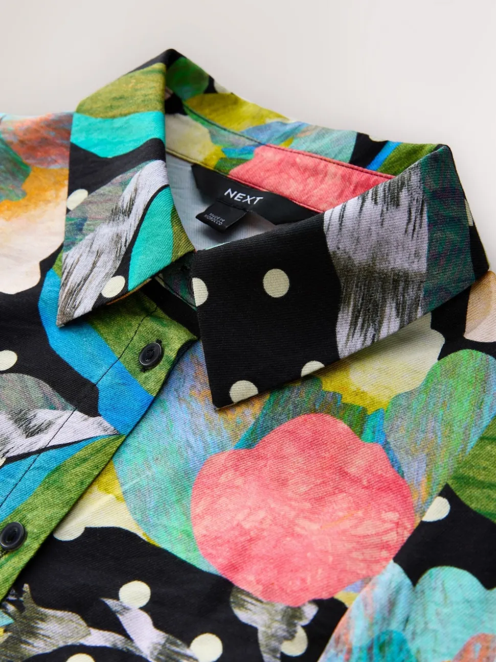Noir/Multicolore Fleuri - Robe chemise imprimée à manches longues