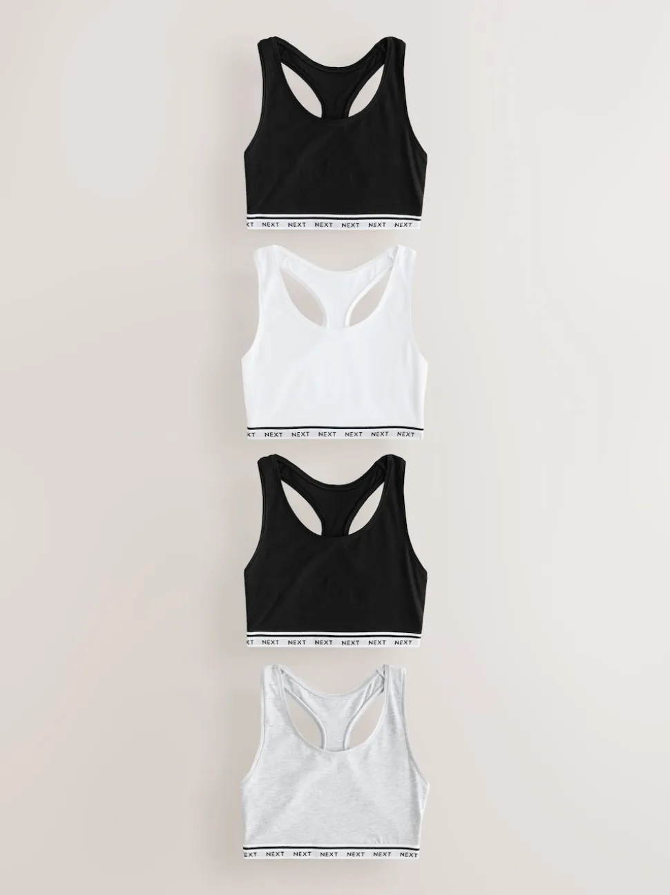 Noir/Noir/Gris/Blanc - Lot de 4 soutiens-gorge courts à logo en Coton Ultimate Comfort