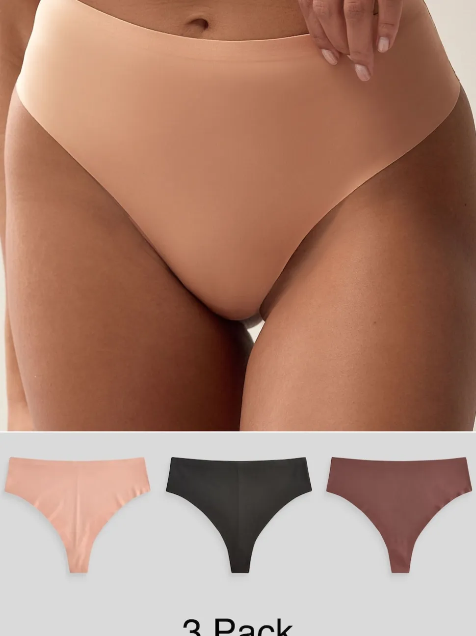 Noir/praline nude/chocolat nude - Lot 3 culottes invisibles et confortables