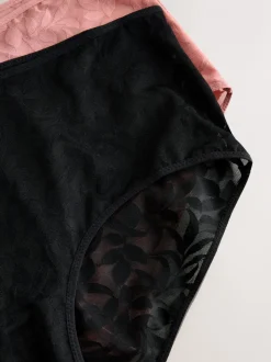 Noir/Rose - Lot de 2 culottes mi-longues en dentelle