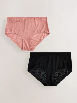 Noir/Rose - Lot de 2 culottes mi-longues en dentelle