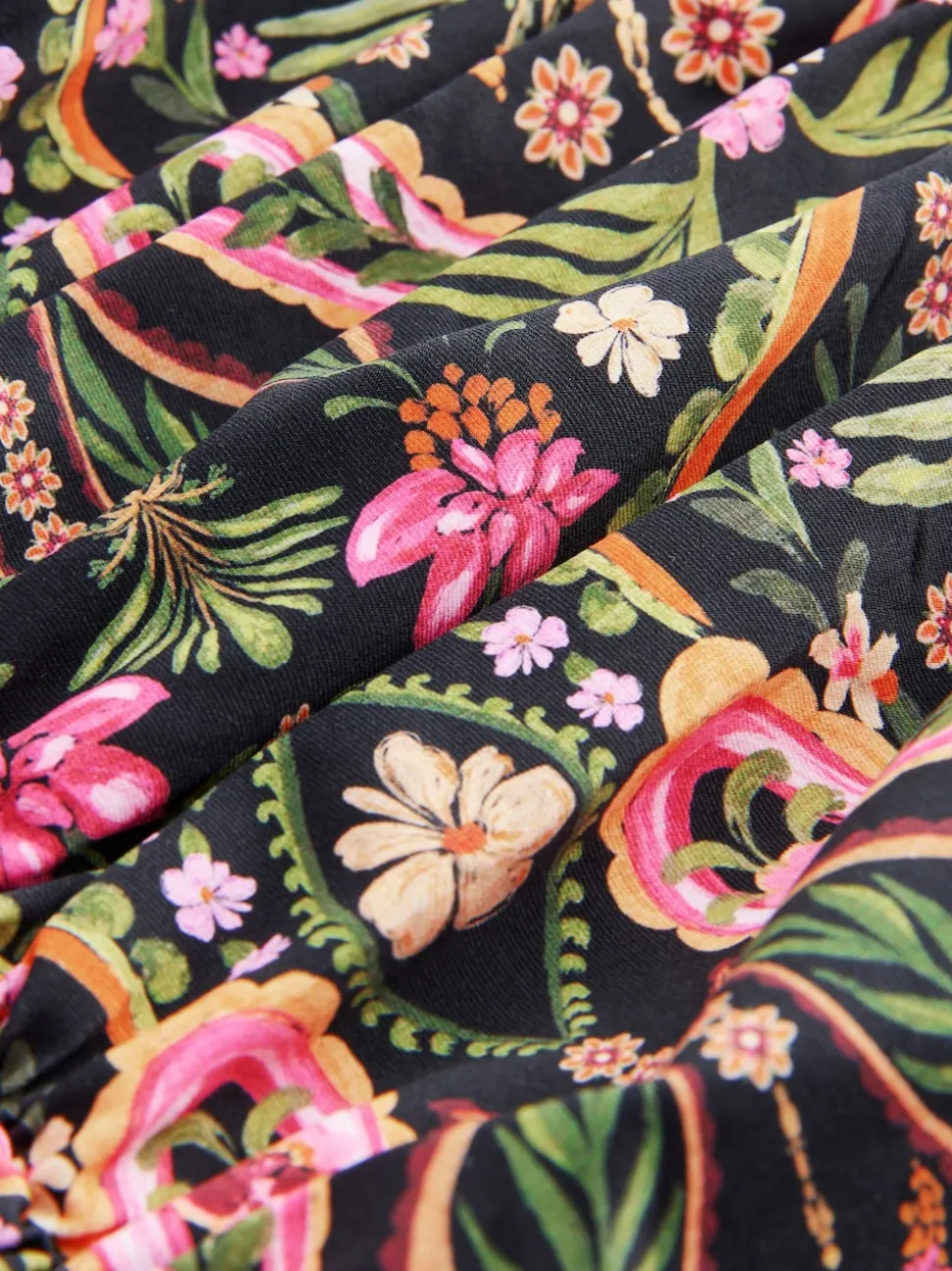 Noir/Rose Motif Paisley - Maillot de bain bandeau gainant