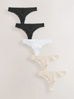 Noir/Rose pâle Nude/Blanc - Culotte en coton riche 5 Pack