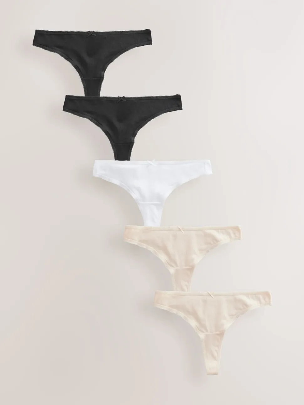 Noir/Rose pâle Nude/Blanc - Culotte en coton riche 5 Pack