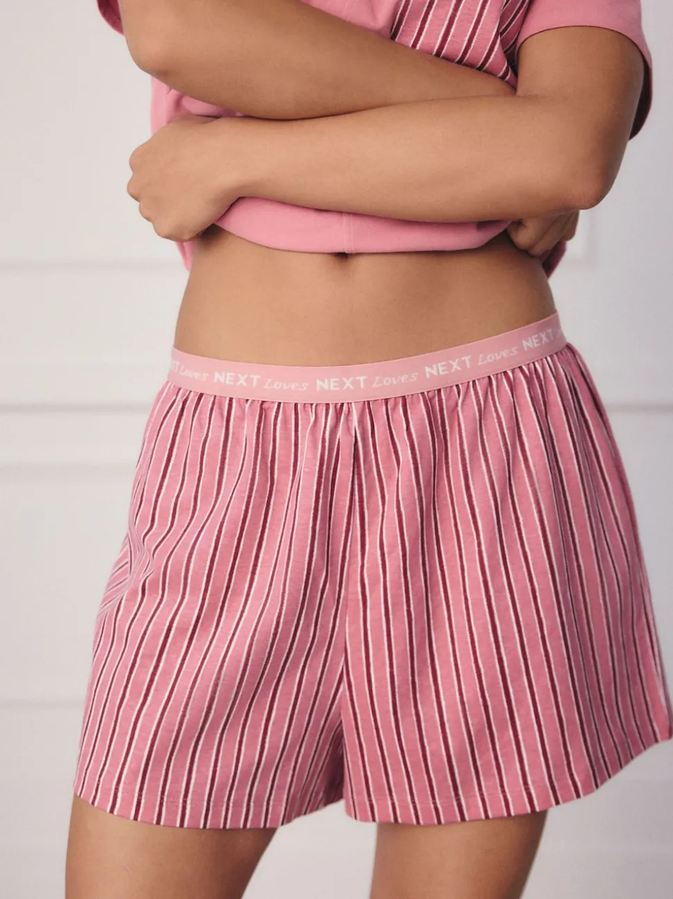Noir/Rose Rayure - Ensemble de 2 pyjamas shorts