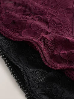 noir/rouge baie - String All Over Dentelle Light Flow Period Slips 2 Lot