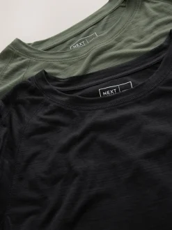 Noir/Vert - Lot de 2 t-shirts Active Crew Neck légers à manches courtes