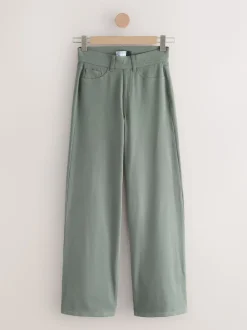 Noir/vert sauge - Lot de 2 pantalons jambes larges en denim jersey