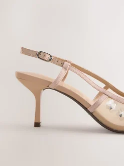 Nude Avec ornements - Chaussures à talons Forever Comfort® à bride arrière en maille pointue