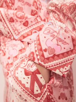 Nœuds roses - Pyjama boutonné en satin