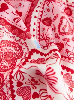 Nœuds roses - Pyjama boutonné en satin