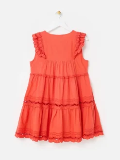 Oliver Bonas Robe courte à volants avec bordure en échelle de corail