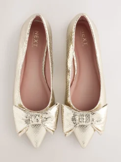 Or - Ballerines à bout pointu avec nœud
