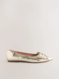 Or - Ballerines à bout pointu avec nœud
