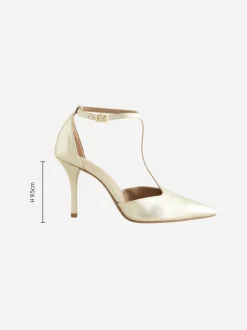 Or - Chaussures à talons en cuir à bout pointu