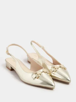 Or - Chaussures Long Tall Sally à bride arrière bordées de métal