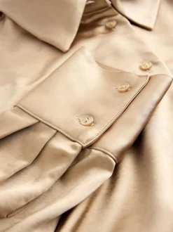 Or - Chemise à manches longues en satin