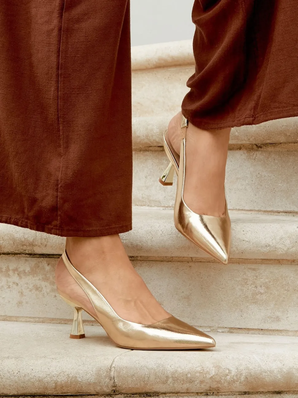Or - Linzi Presley Stiletto Pointed Escarpins et talons