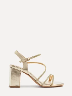 Or - Sandales à talons carrés Linzi Kira à lanières et diamants