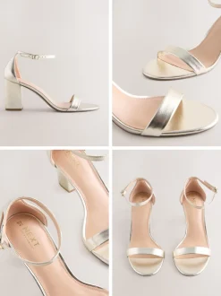 Or - Sandales à talons carrés