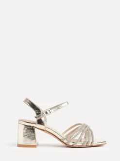 Or - Sandales à talons croisés en diamants Linzi Coupe large