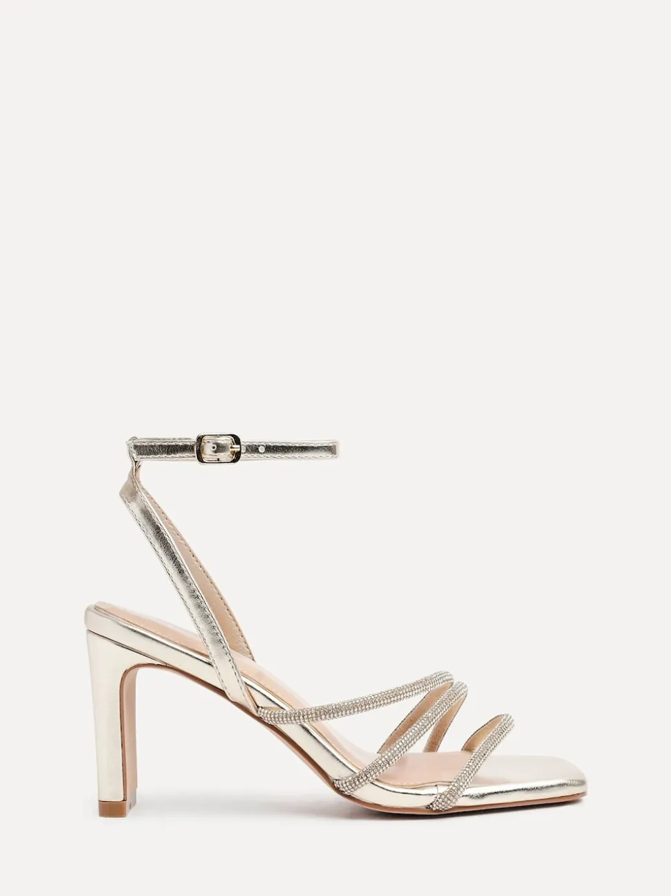 Or - Sandales Linzi scintillantes à talon carré en diamant